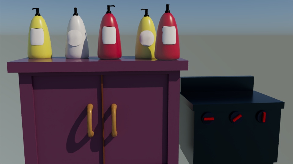 Pic of 3d render of kitchen items